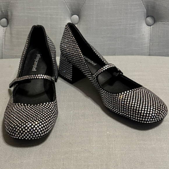 Jeffrey Campbell Regal Rhinestone  Embellished Block Heel Mary Jane’s size 6.5 - Picture 5 of 9